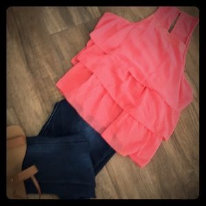 Abercrombie coral polyester tank
